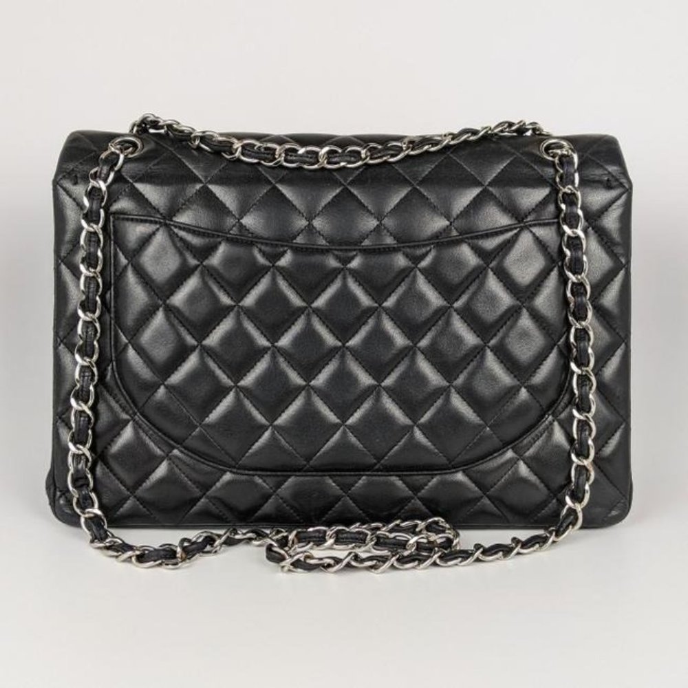 SOLD Chanel Black Maxi Lambskin Classic Flap Bag - Picture 2 of 12